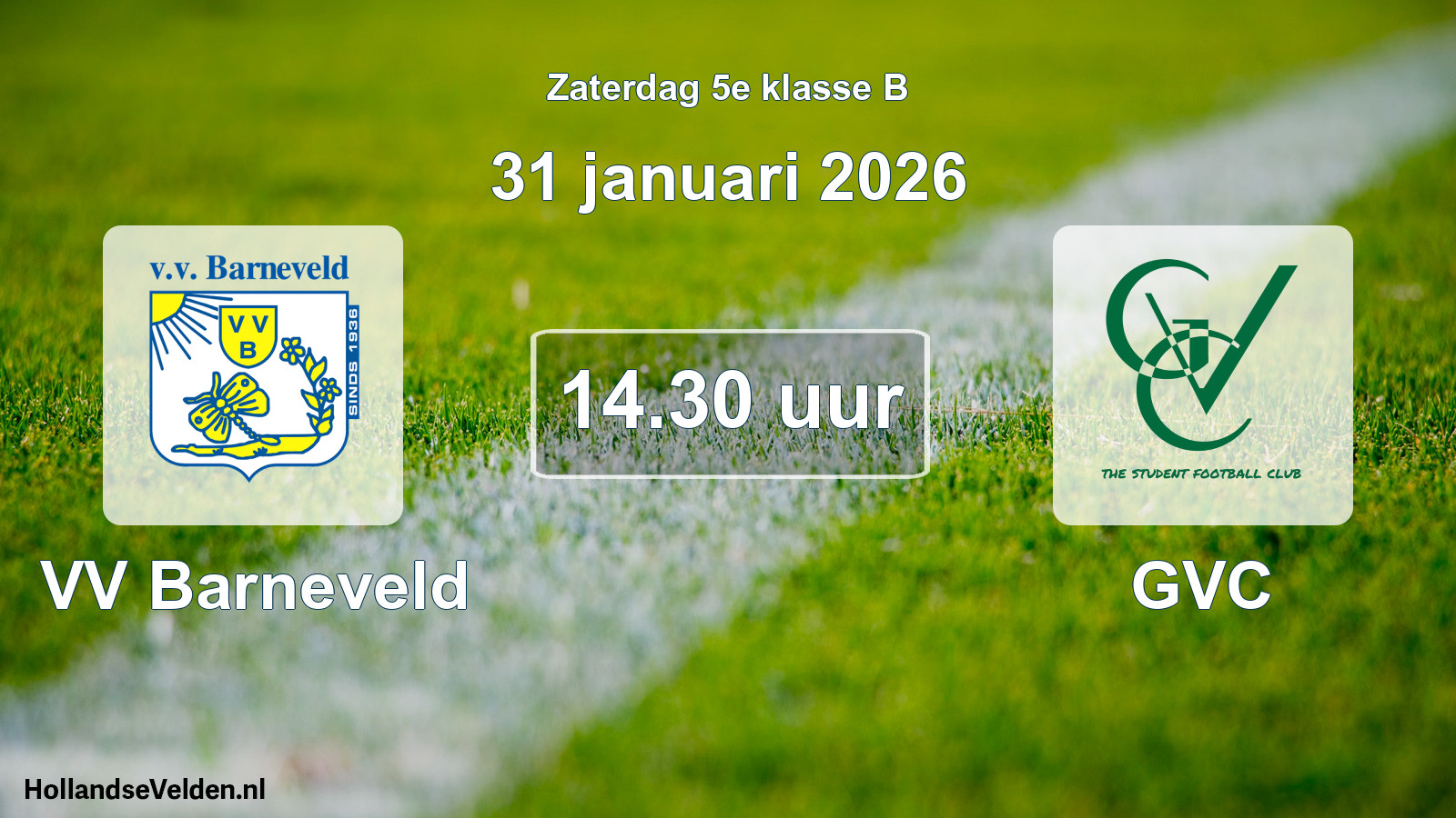 Scheduled Match: VV Barneveld - GVC (31 January 2026)