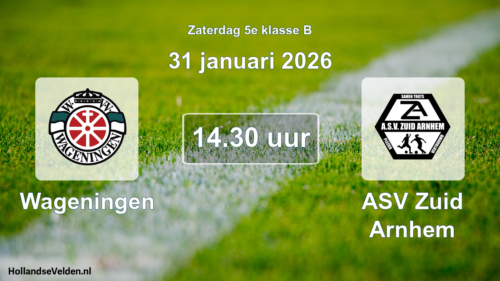 Geplande wedstrijd: Wageningen - ASV Zuid Arnhem (31 januari 2026)
