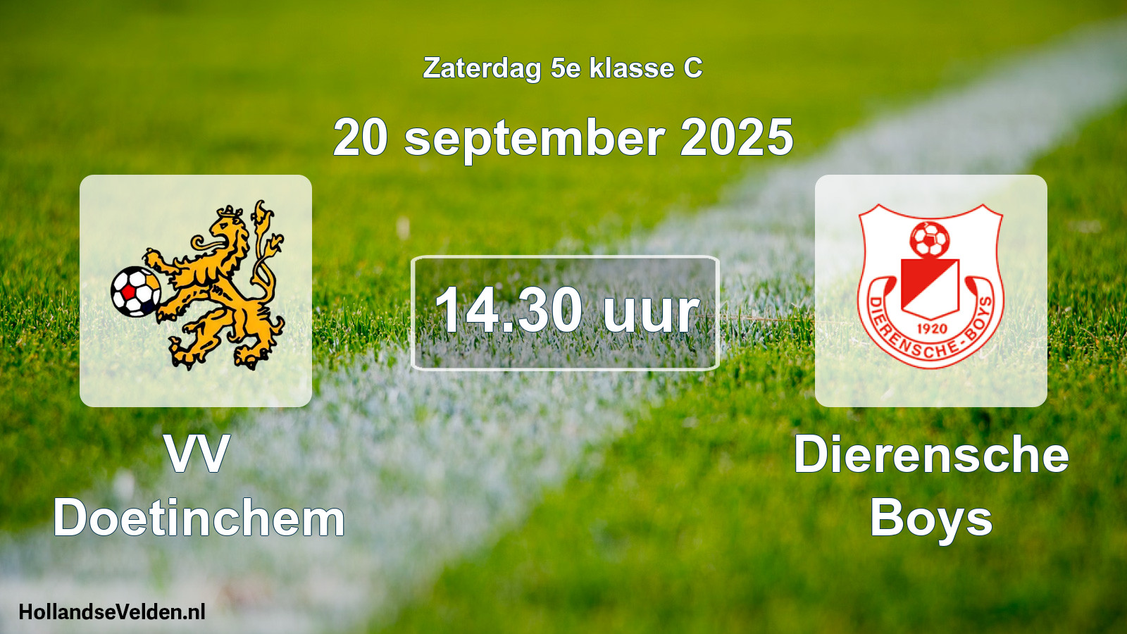Geplande wedstrijd: VV Doetinchem - Dierensche Boys (20 september 2025)