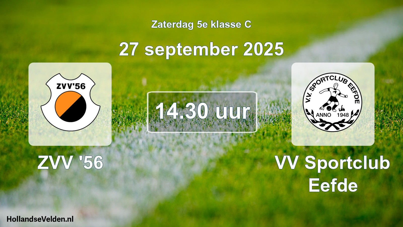 Geplande wedstrijd: ZVV '56 - VV Sportclub Eefde (27 september 2025)