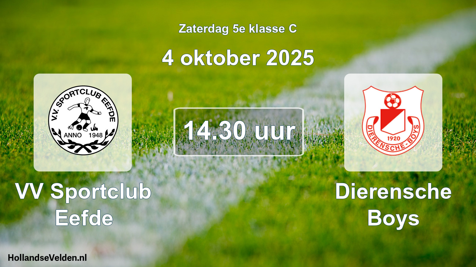 Scheduled Match: VV Sportclub Eefde - Dierensche Boys (4 October 2025)