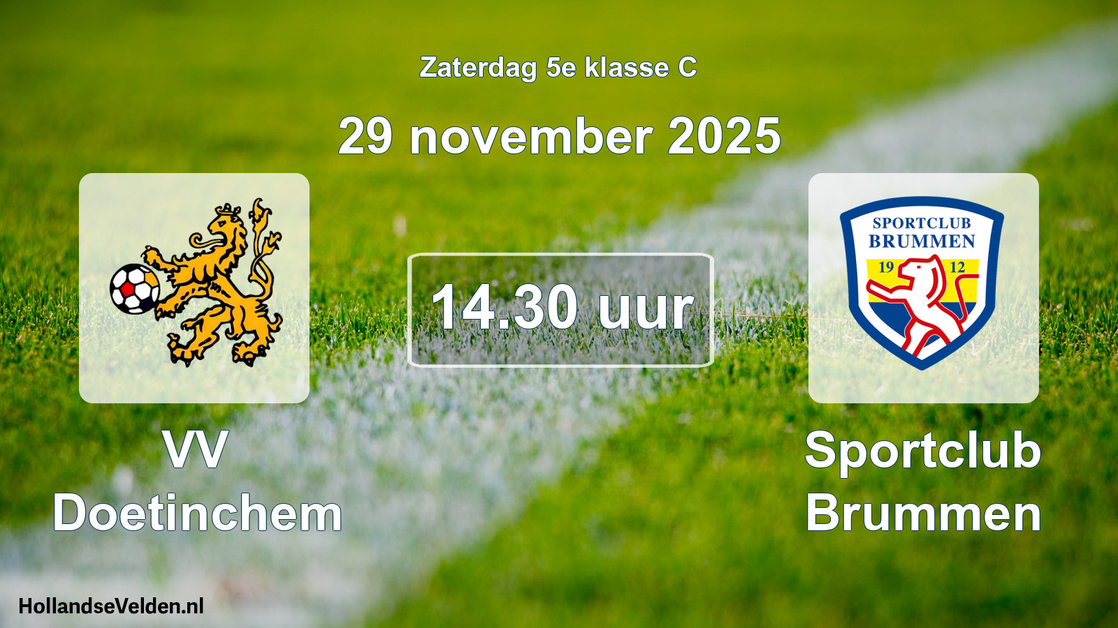 Geplande wedstrijd: VV Doetinchem - Sportclub Brummen (29 november 2025)