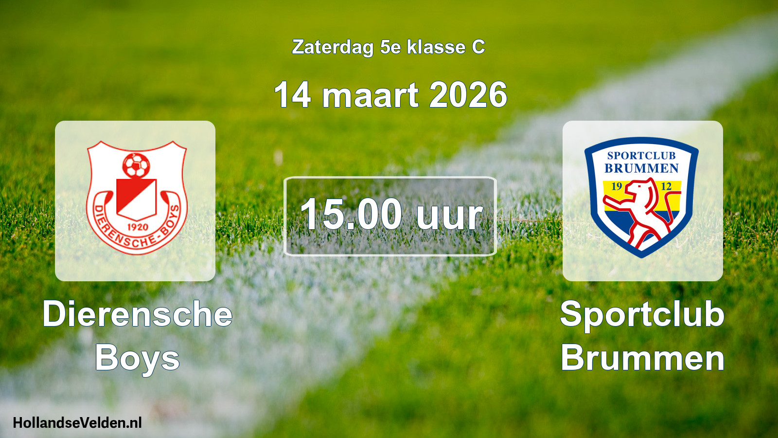 Geplande wedstrijd: Dierensche Boys - Sportclub Brummen (14 maart 2026)