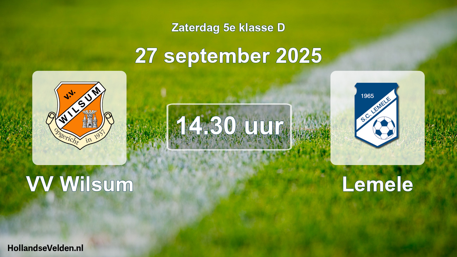 Geplande wedstrijd: VV Wilsum - Lemele (27 september 2025)