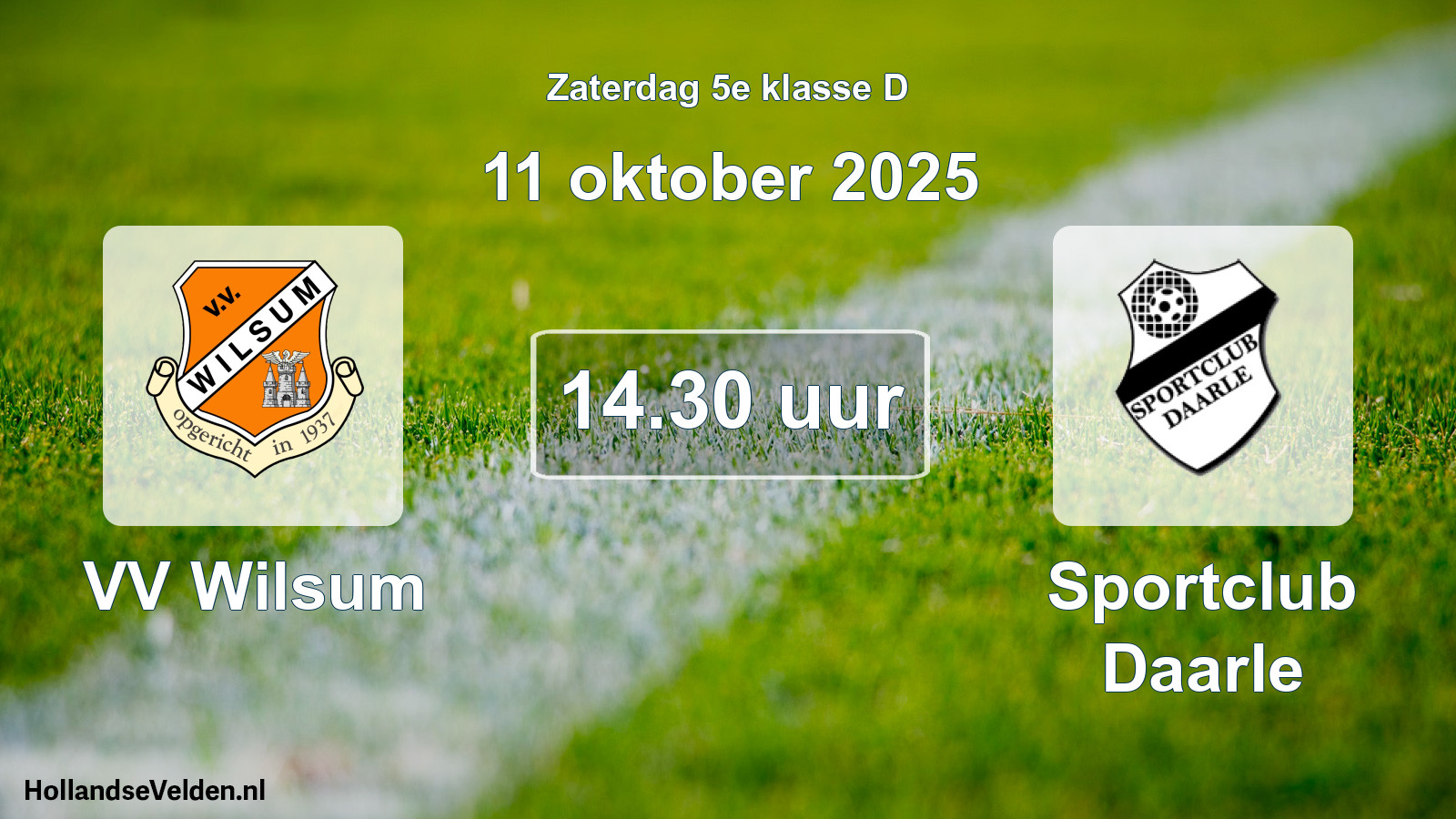 Geplande wedstrijd: VV Wilsum - Sportclub Daarle (11 oktober 2025)