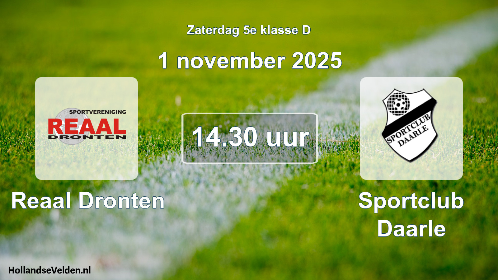 Geplande wedstrijd: Reaal Dronten - Sportclub Daarle (1 november 2025)