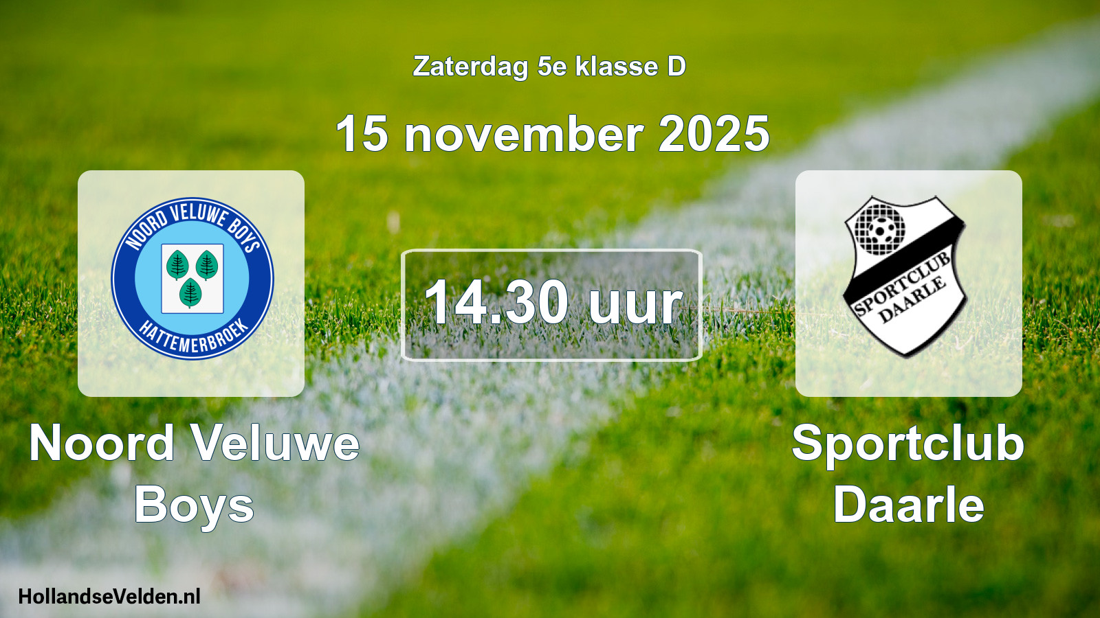 Geplande wedstrijd: Noord Veluwe Boys - Sportclub Daarle (15 november 2025)