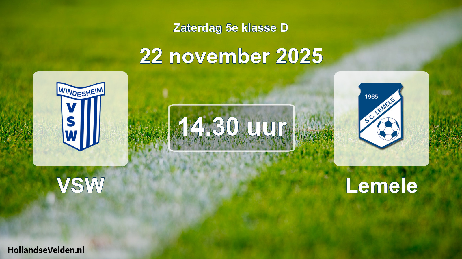 Geplande wedstrijd: VSW - Lemele (22 november 2025)