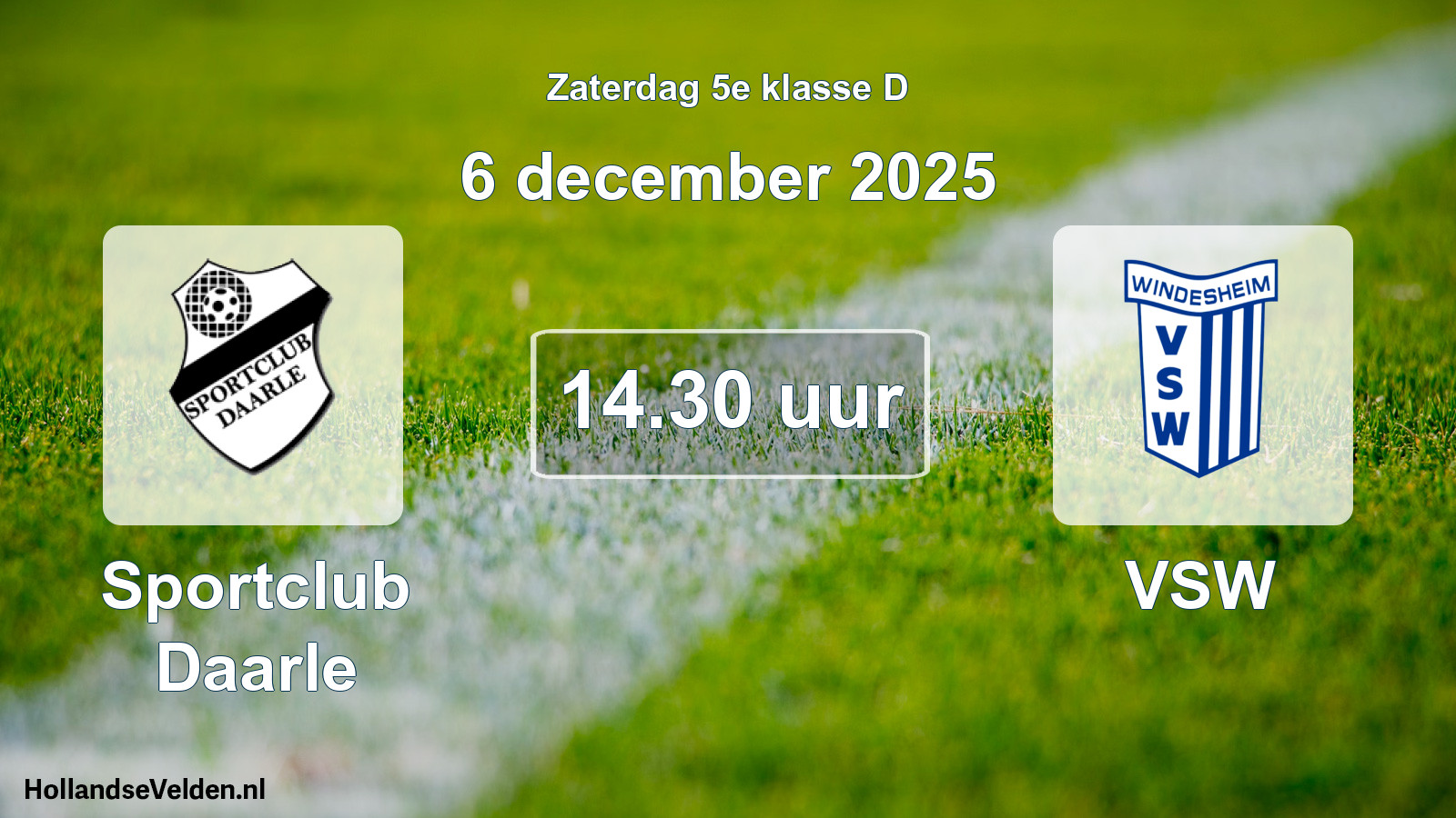 Geplande wedstrijd: Sportclub Daarle - VSW (6 december 2025)