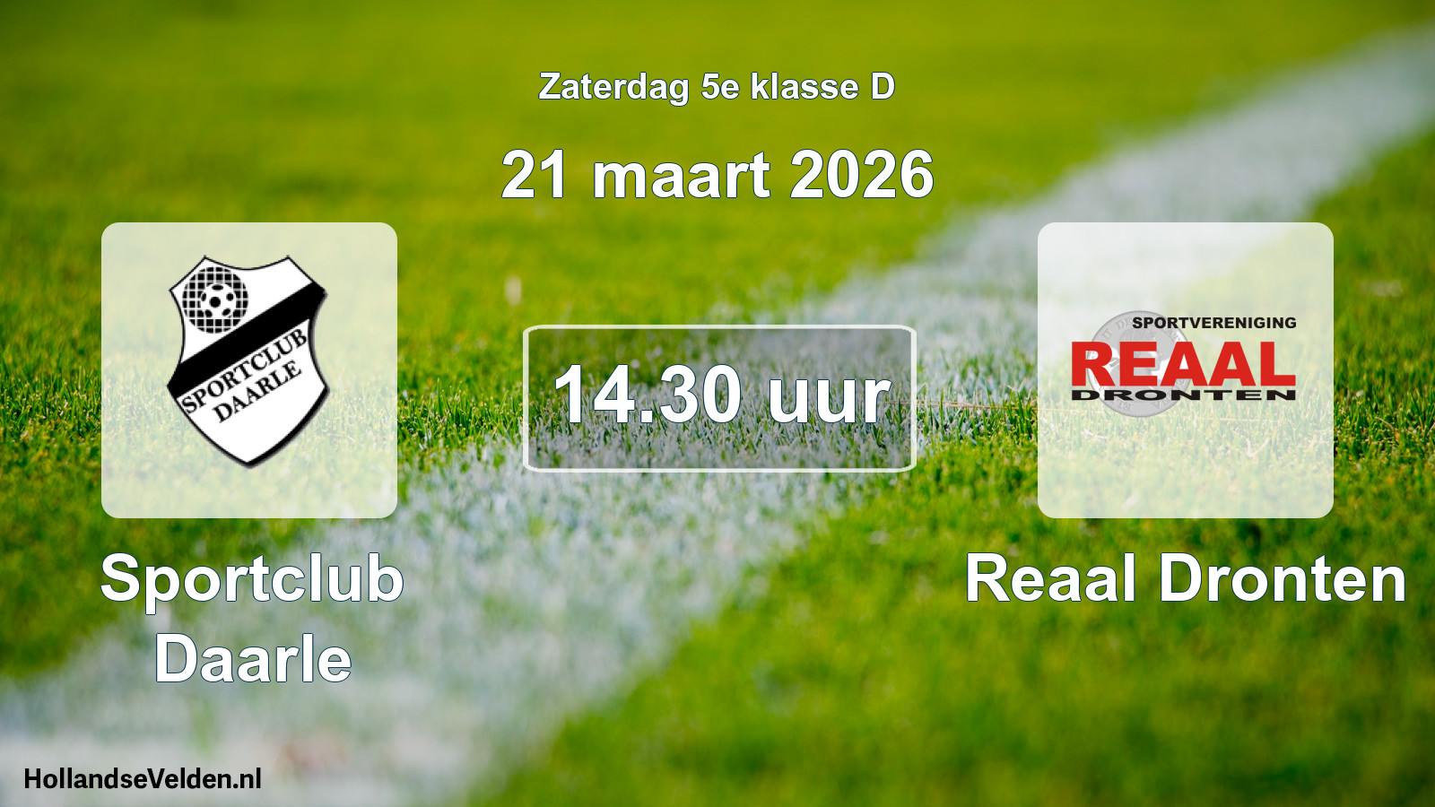 Geplande wedstrijd: Sportclub Daarle - Reaal Dronten (21 maart 2026)