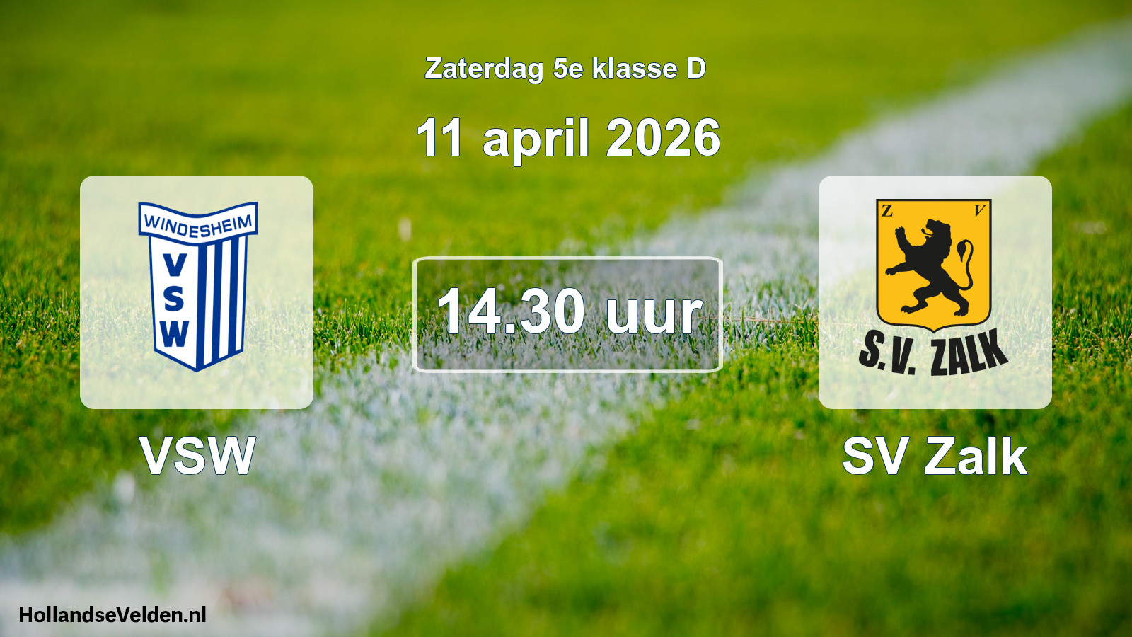 Geplande wedstrijd: VSW - SV Zalk (11 april 2026)