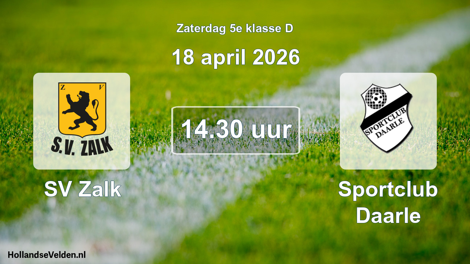 Geplande wedstrijd: SV Zalk - Sportclub Daarle (18 april 2026)
