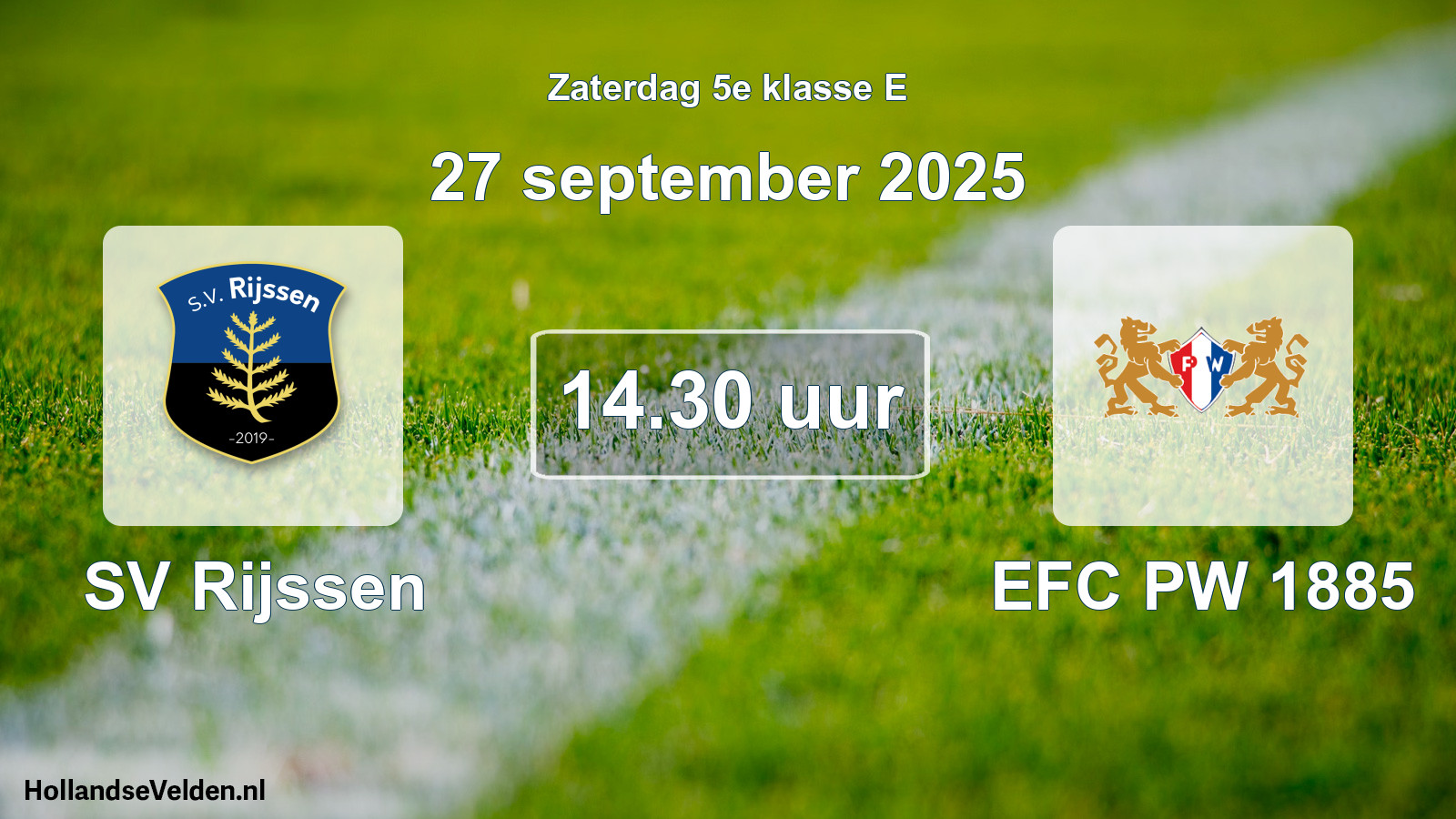 Scheduled Match: SV Rijssen - EFC PW 1885 (27 September 2025)