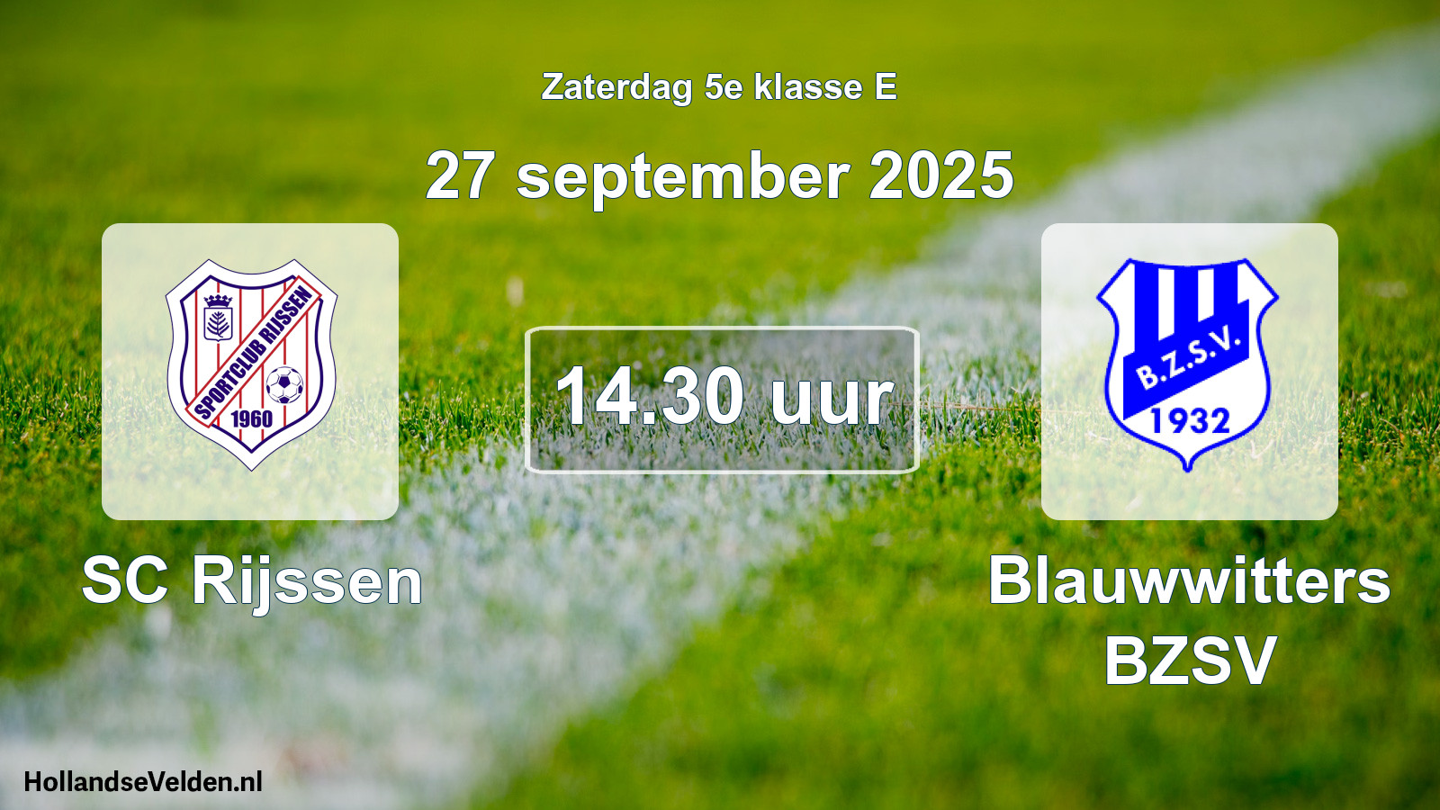 Scheduled Match: SC Rijssen - Blauwwitters BZSV (27 September 2025)