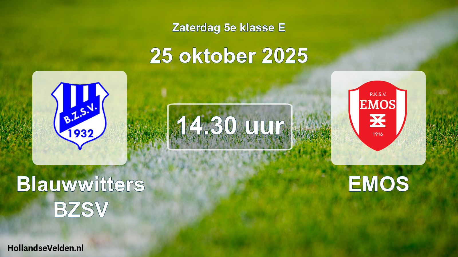 Geplande wedstrijd: Blauwwitters BZSV - EMOS (25 oktober 2025)
