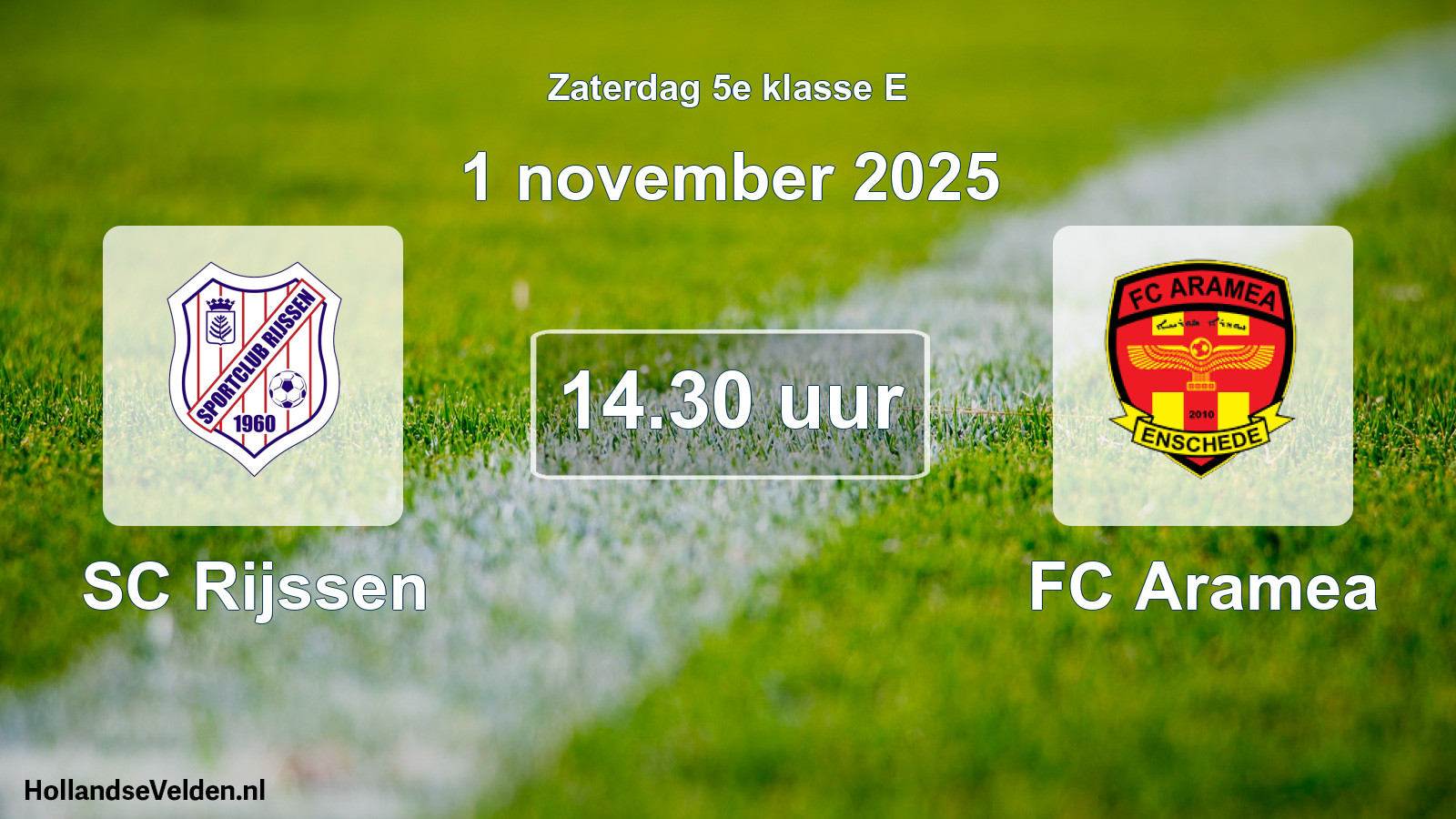 Geplande wedstrijd: SC Rijssen - FC Aramea (1 november 2025)