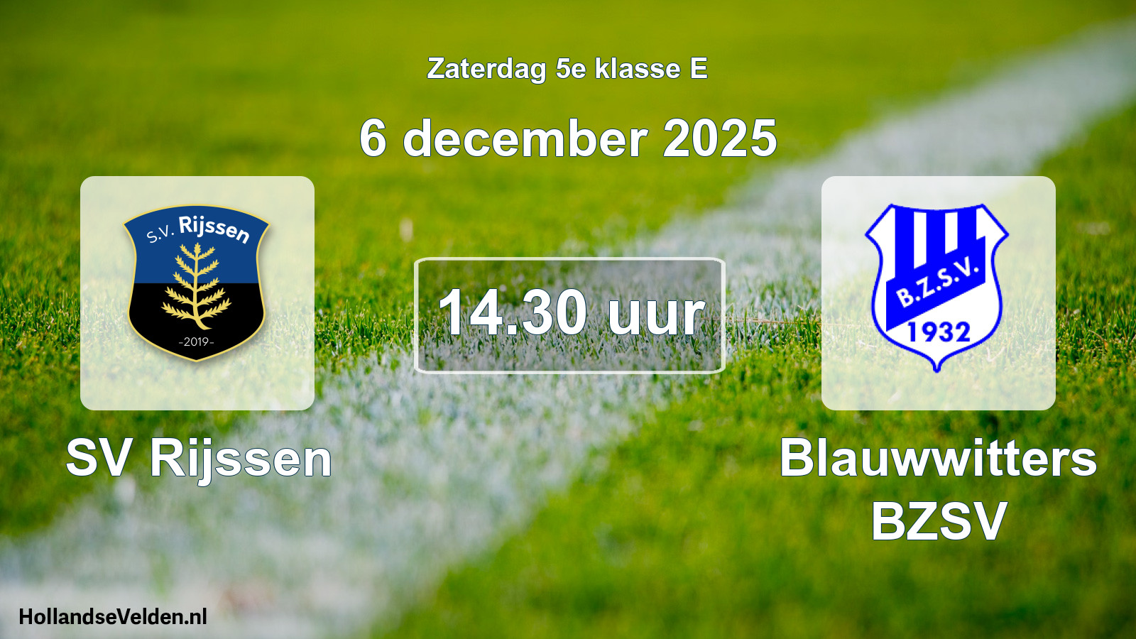 Scheduled Match: SV Rijssen - Blauwwitters BZSV (6 December 2025)