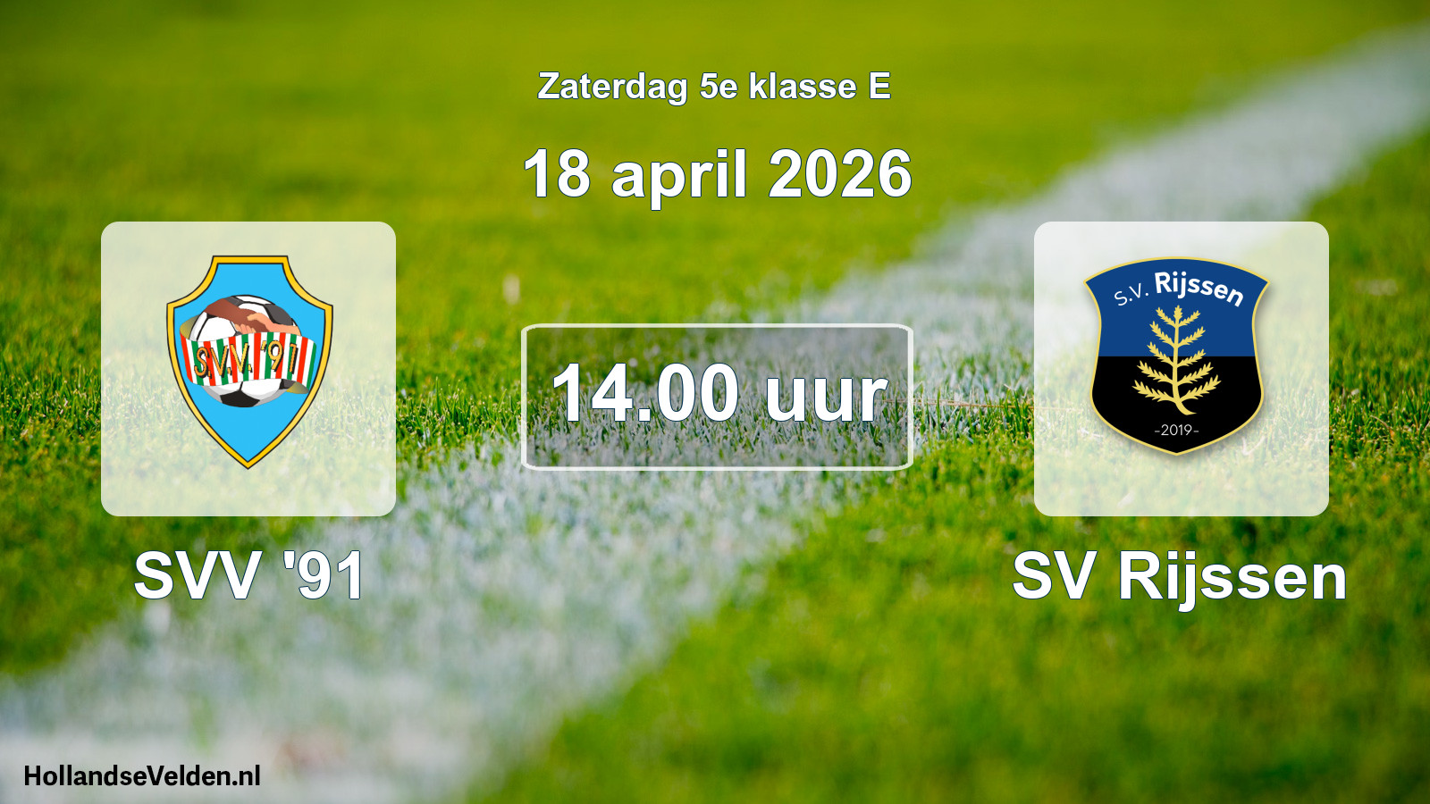 Scheduled Match: SVV '91 - SV Rijssen (18 April 2026)