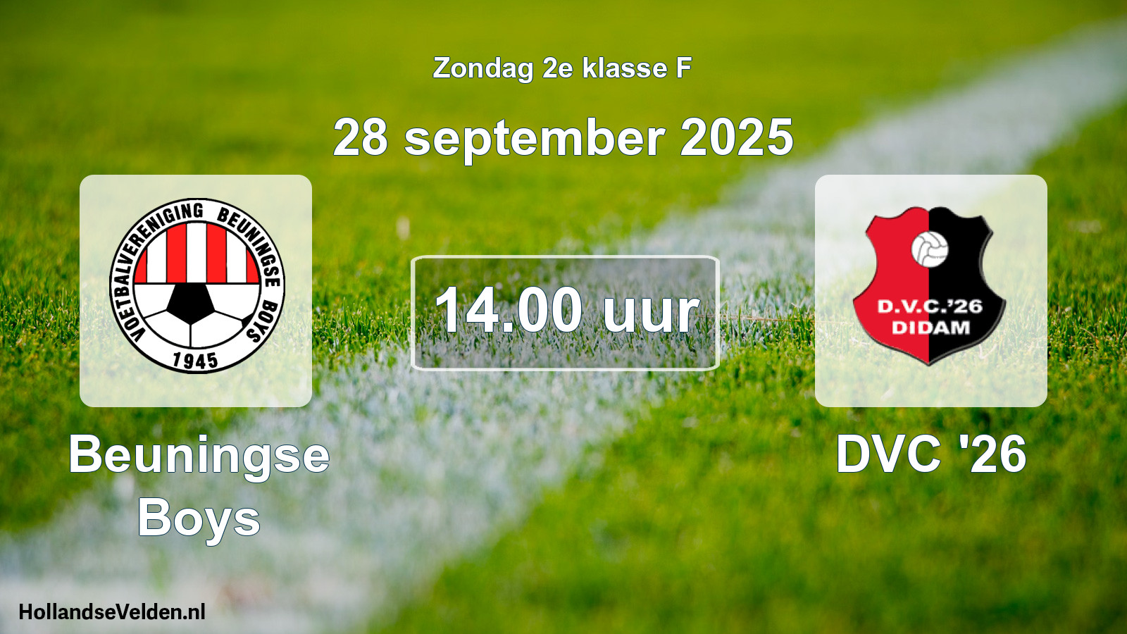 Geplande wedstrijd: Beuningse Boys - DVC '26 (28 september 2025)