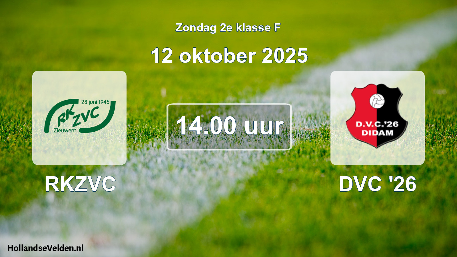 Geplande wedstrijd: RKZVC - DVC '26 (12 oktober 2025)