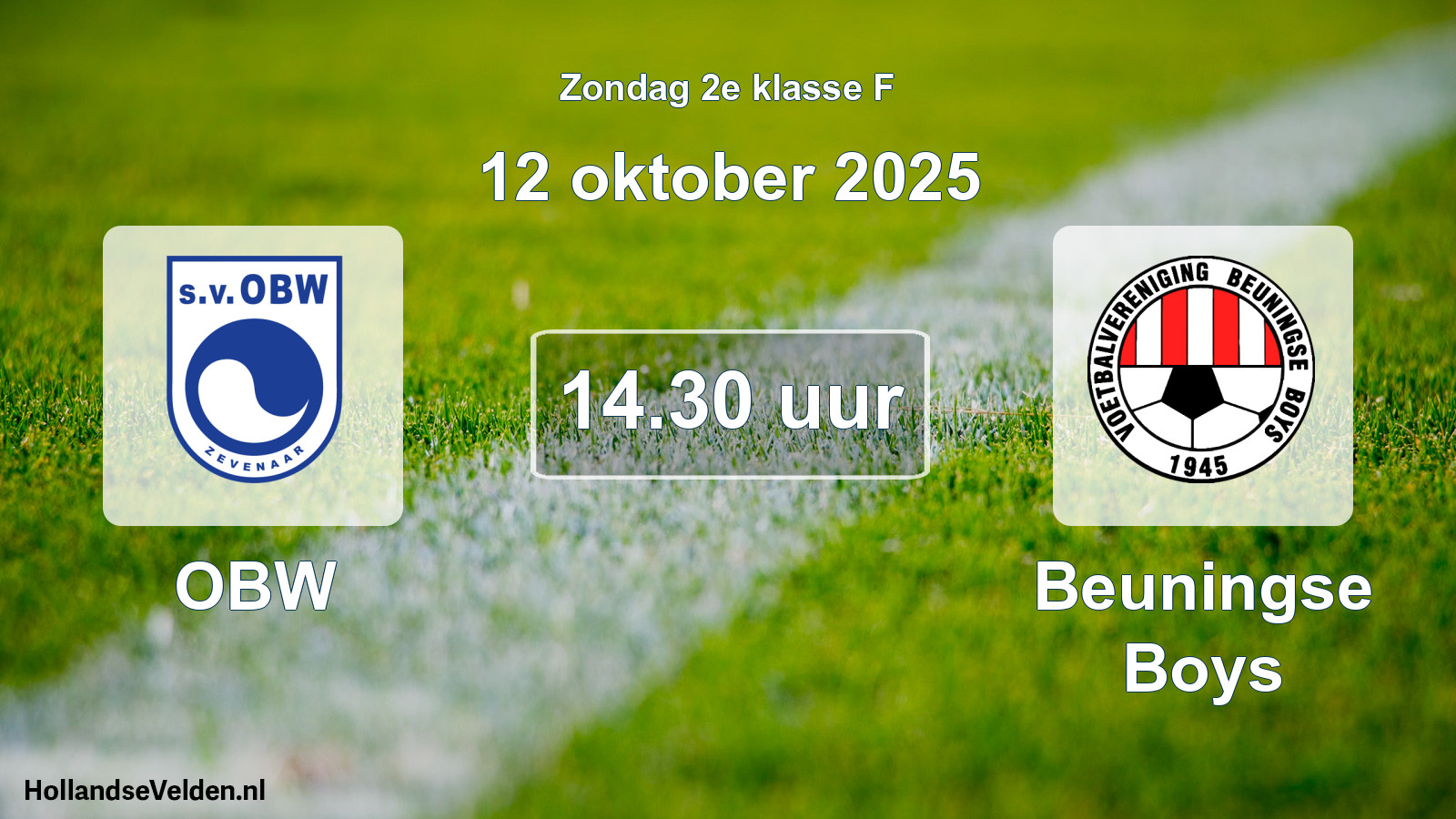 Geplande wedstrijd: OBW - Beuningse Boys (12 oktober 2025)