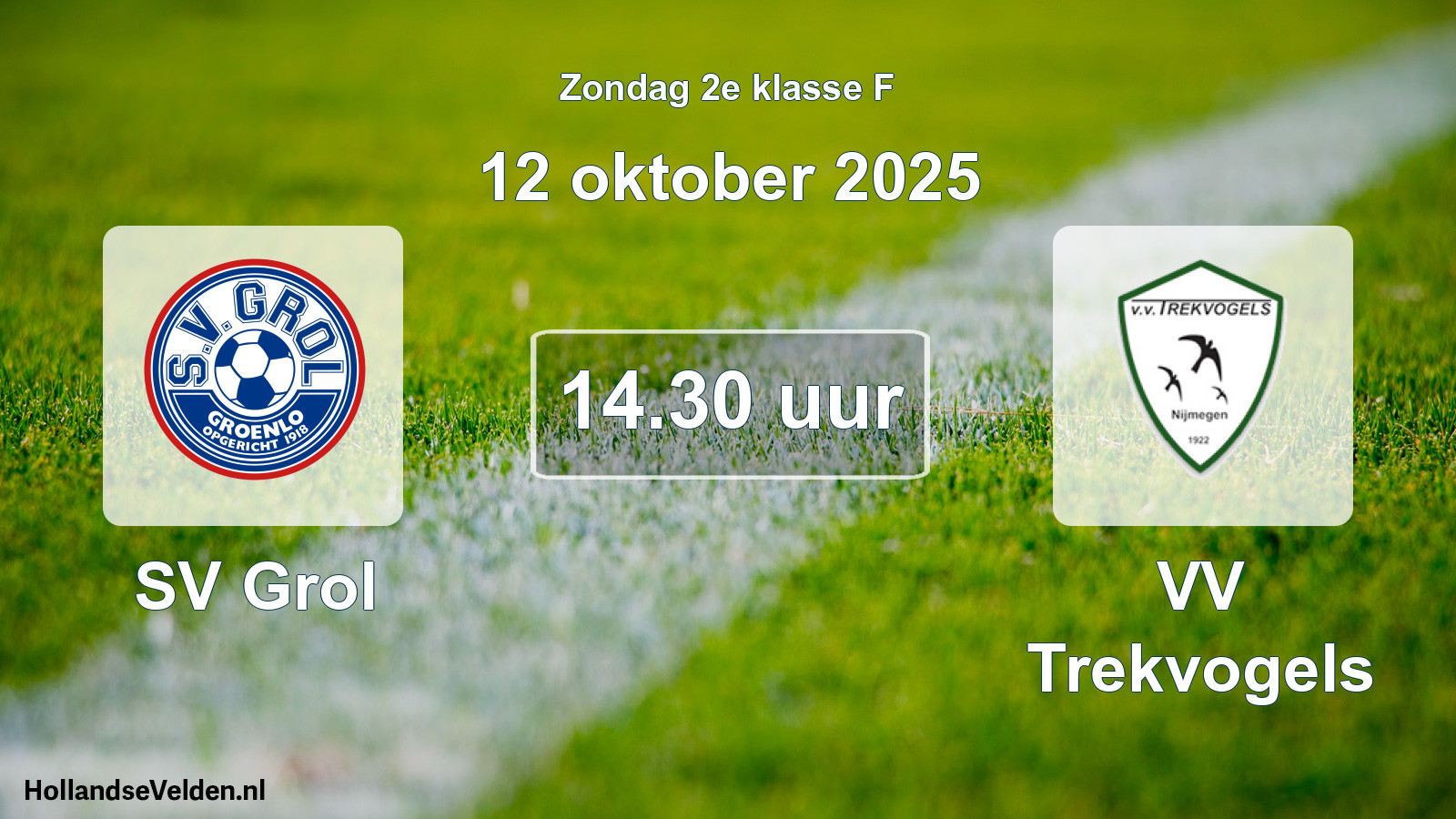 Geplande wedstrijd: SV Grol - VV Trekvogels (12 oktober 2025)