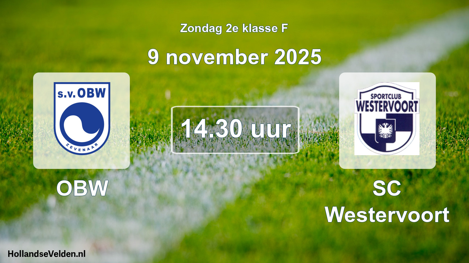 Geplande wedstrijd: OBW - SC Westervoort (9 november 2025)