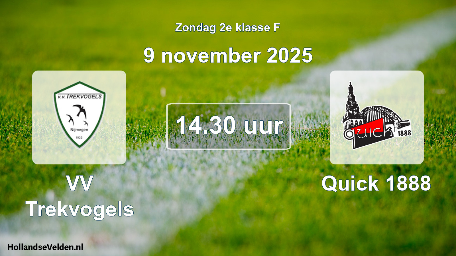 Geplande wedstrijd: VV Trekvogels - Quick 1888 (9 november 2025)
