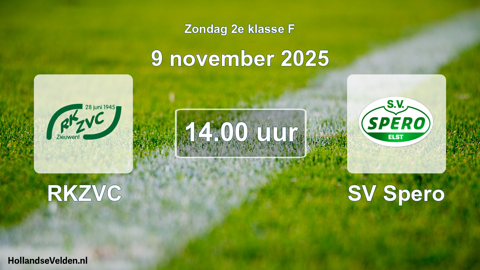 Geplande wedstrijd: RKZVC - SV Spero (9 november 2025)