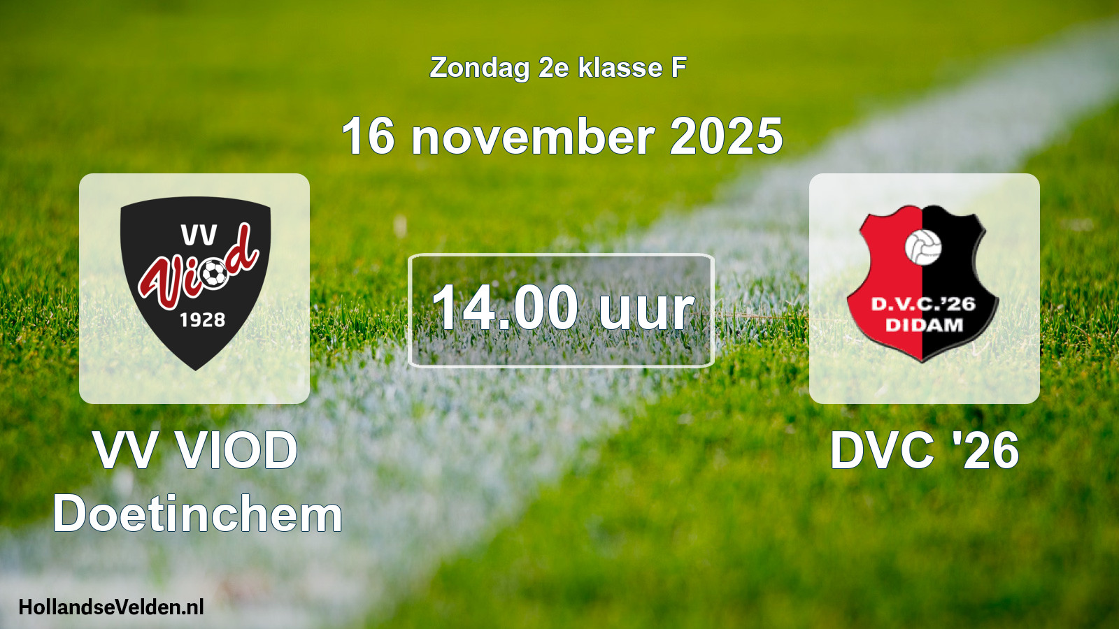 Geplande wedstrijd: VV VIOD Doetinchem - DVC '26 (16 november 2025)
