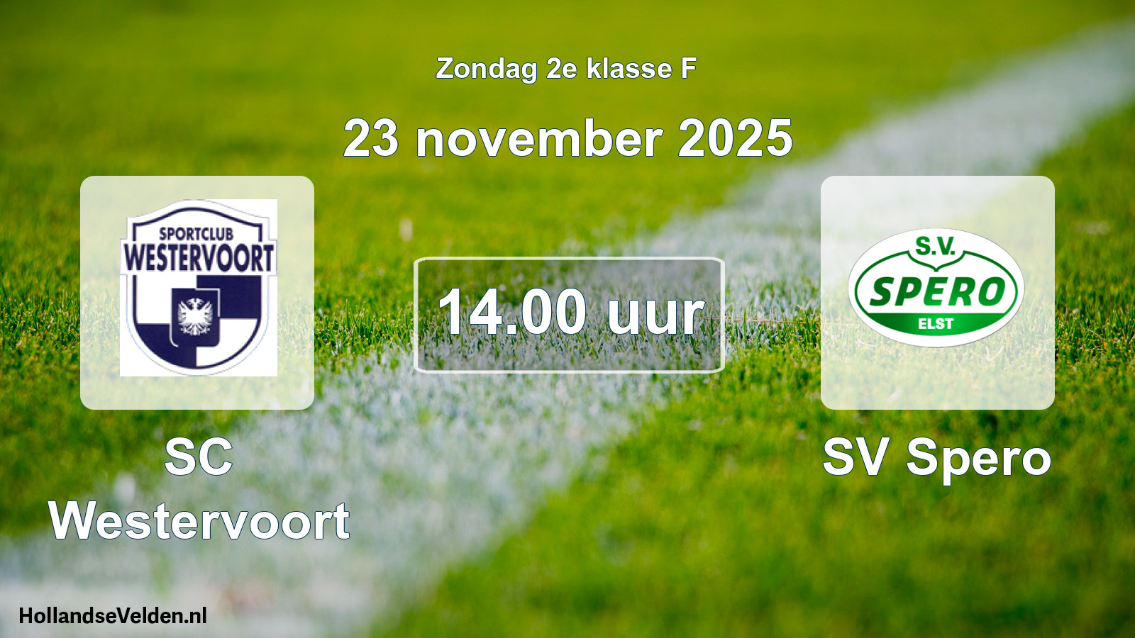 Geplande wedstrijd: SC Westervoort - SV Spero (23 november 2025)