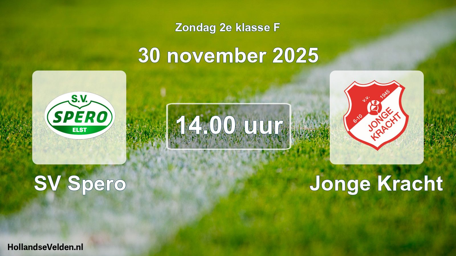 Geplande wedstrijd: SV Spero - Jonge Kracht (30 november 2025)