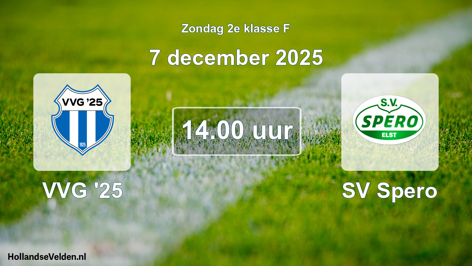 Geplande wedstrijd: VVG '25 - SV Spero (7 december 2025)