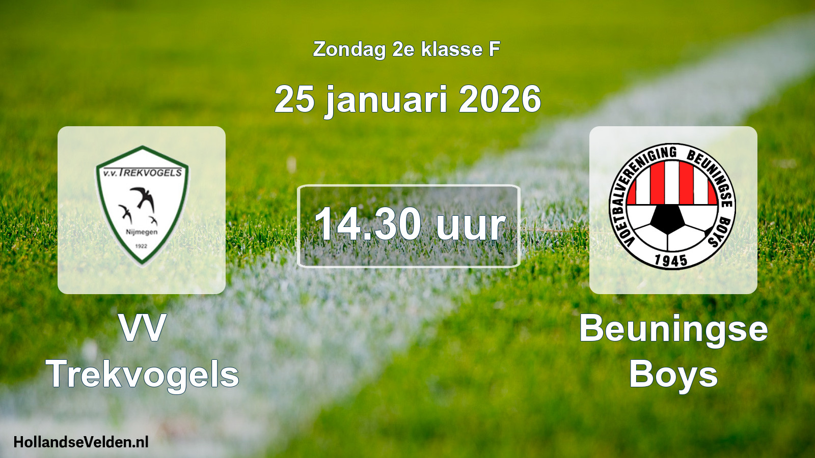 Geplande wedstrijd: VV Trekvogels - Beuningse Boys (25 januari 2026)