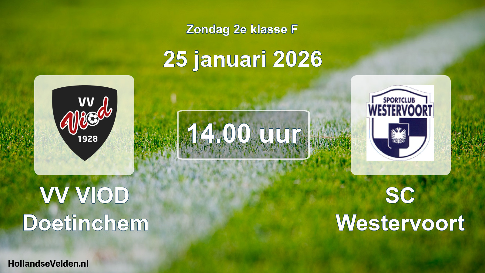 Geplande wedstrijd: VV VIOD Doetinchem - SC Westervoort (25 januari 2026)