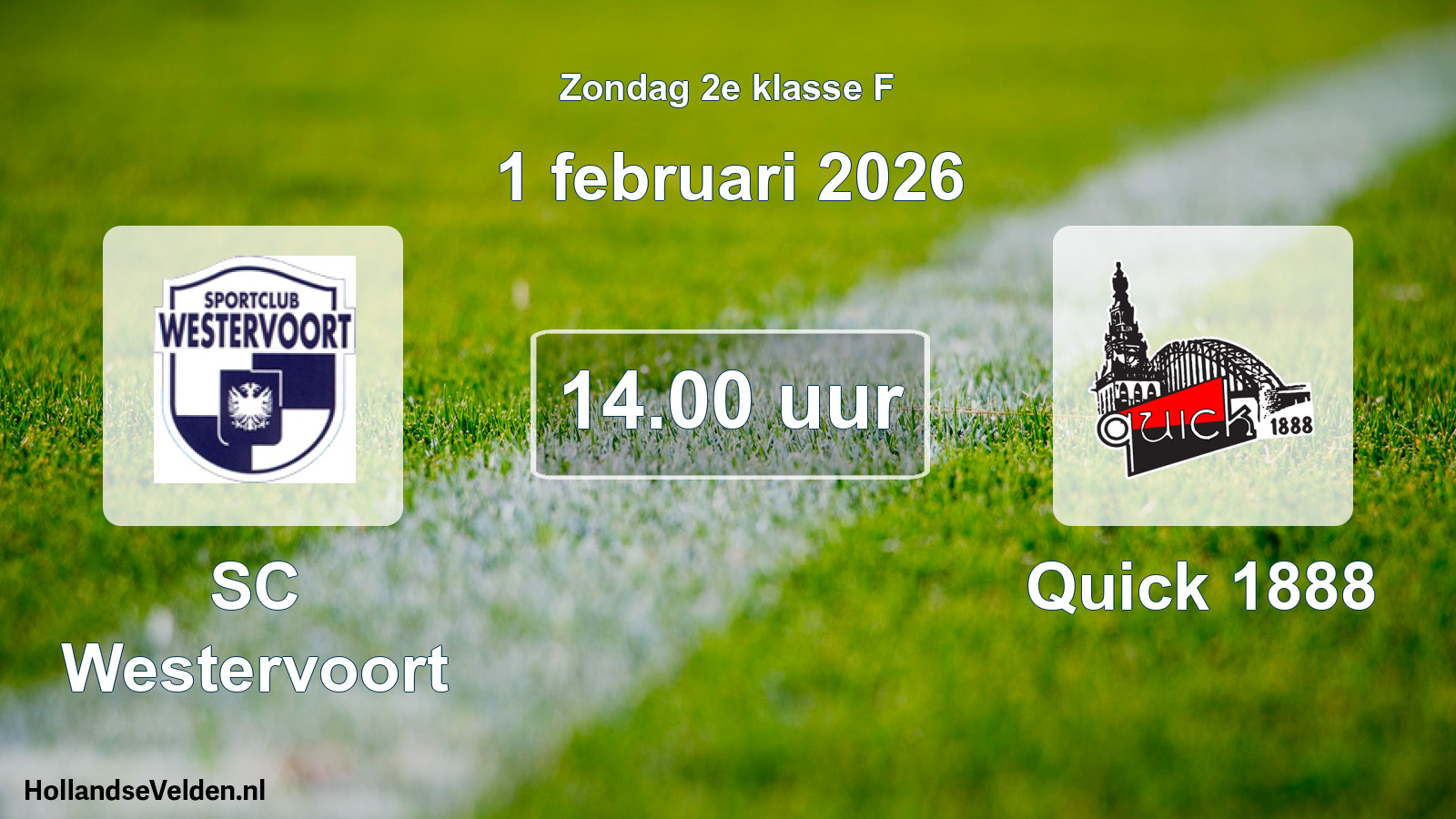 Geplande wedstrijd: SC Westervoort - Quick 1888 (1 februari 2026)