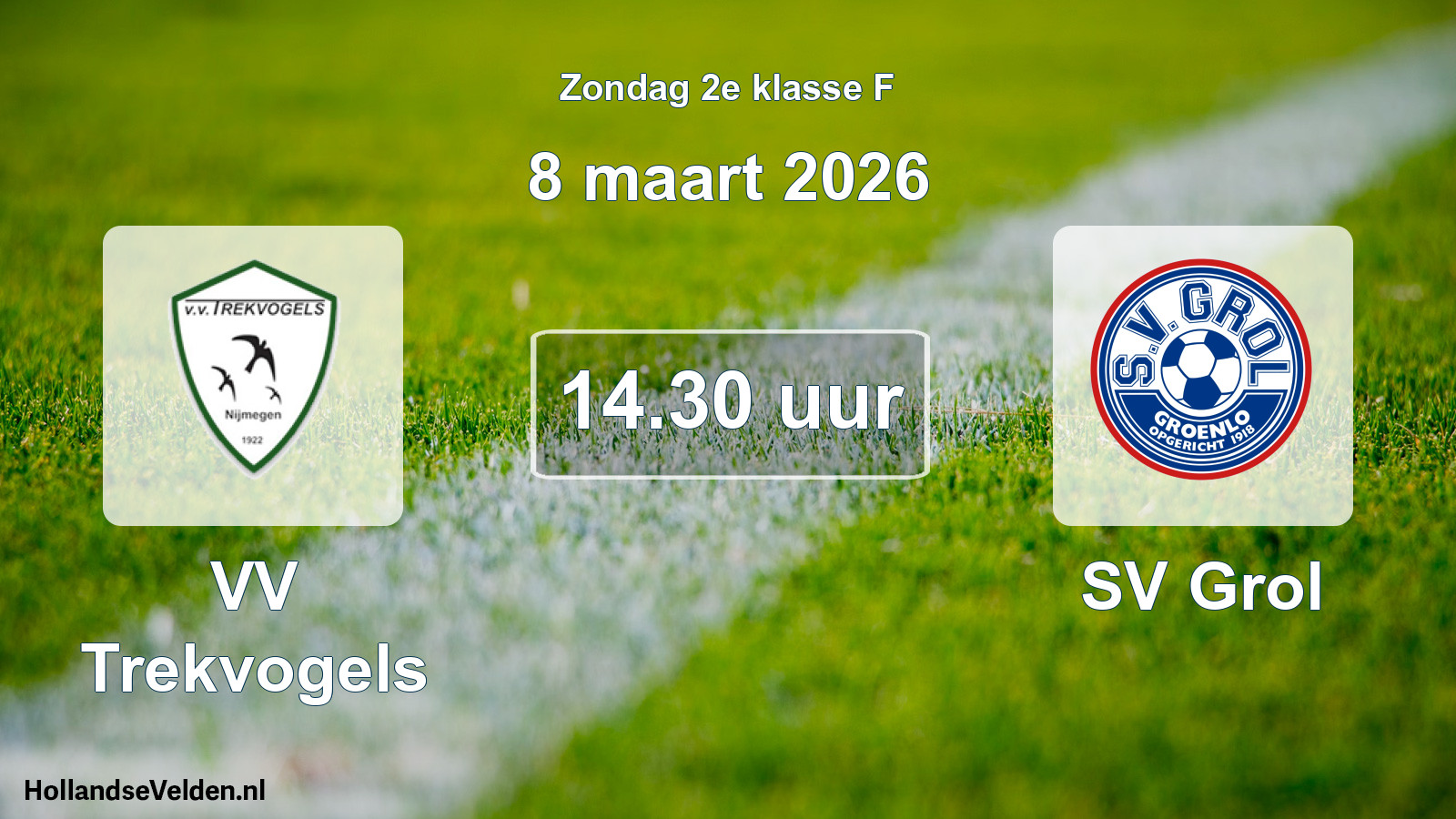 Geplande wedstrijd: VV Trekvogels - SV Grol (8 maart 2026)