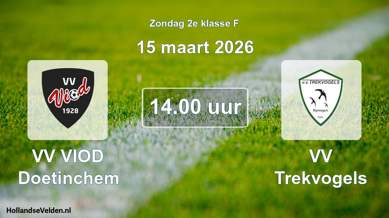 Geplande wedstrijd: VV VIOD Doetinchem - VV Trekvogels (15 maart 2026)
