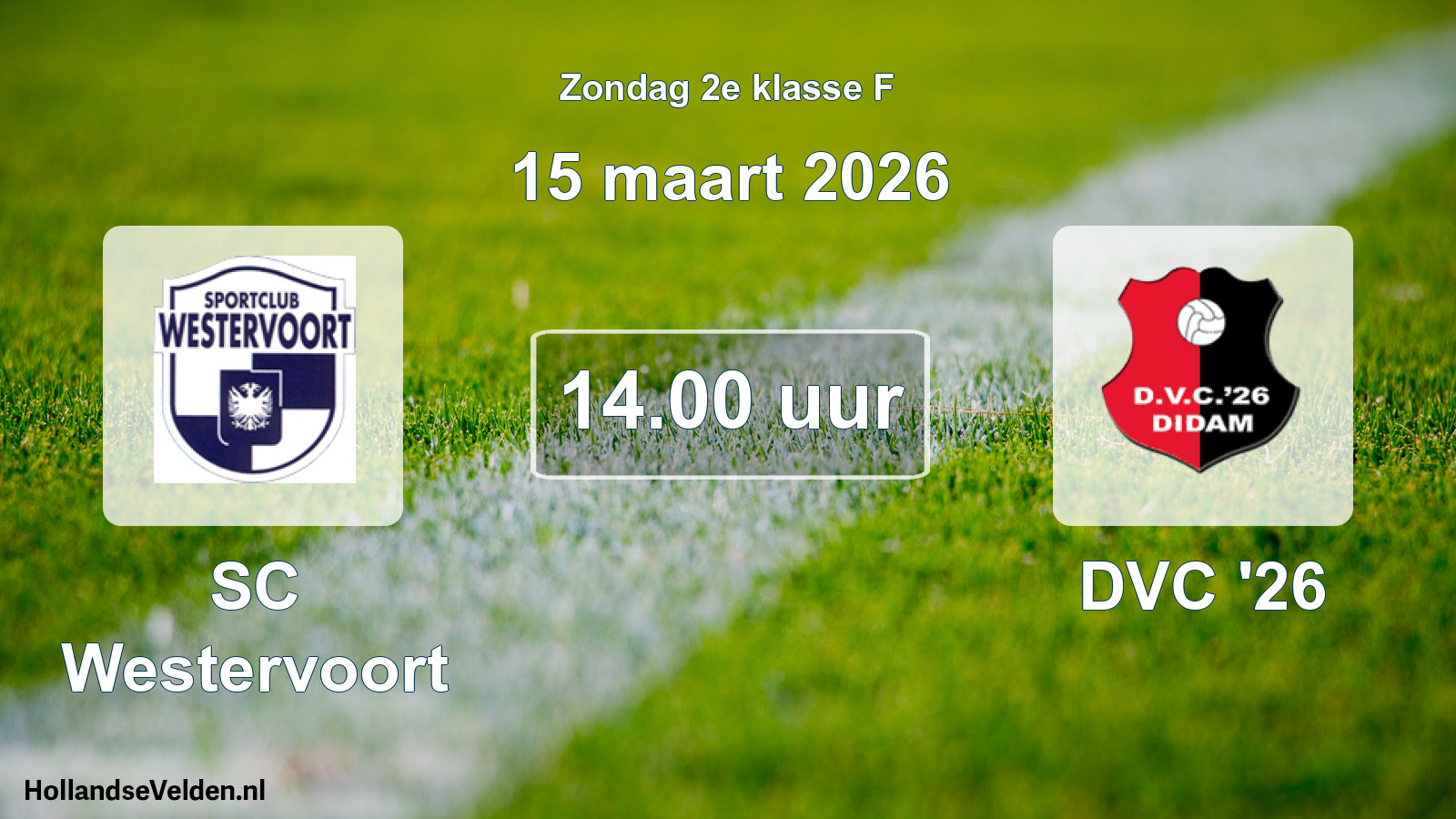 Geplande wedstrijd: SC Westervoort - DVC '26 (15 maart 2026)
