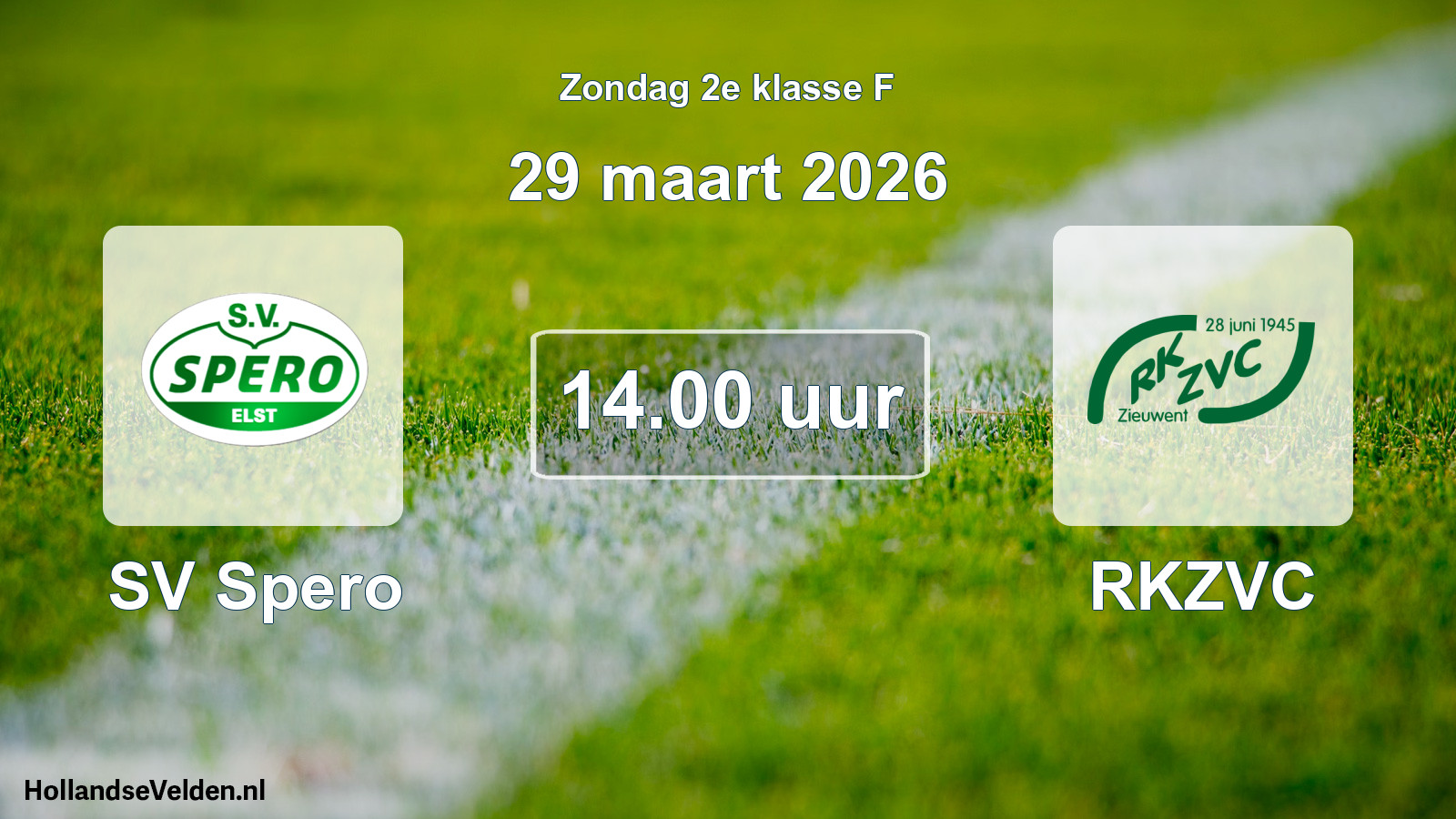 Geplande wedstrijd: SV Spero - RKZVC (29 maart 2026)