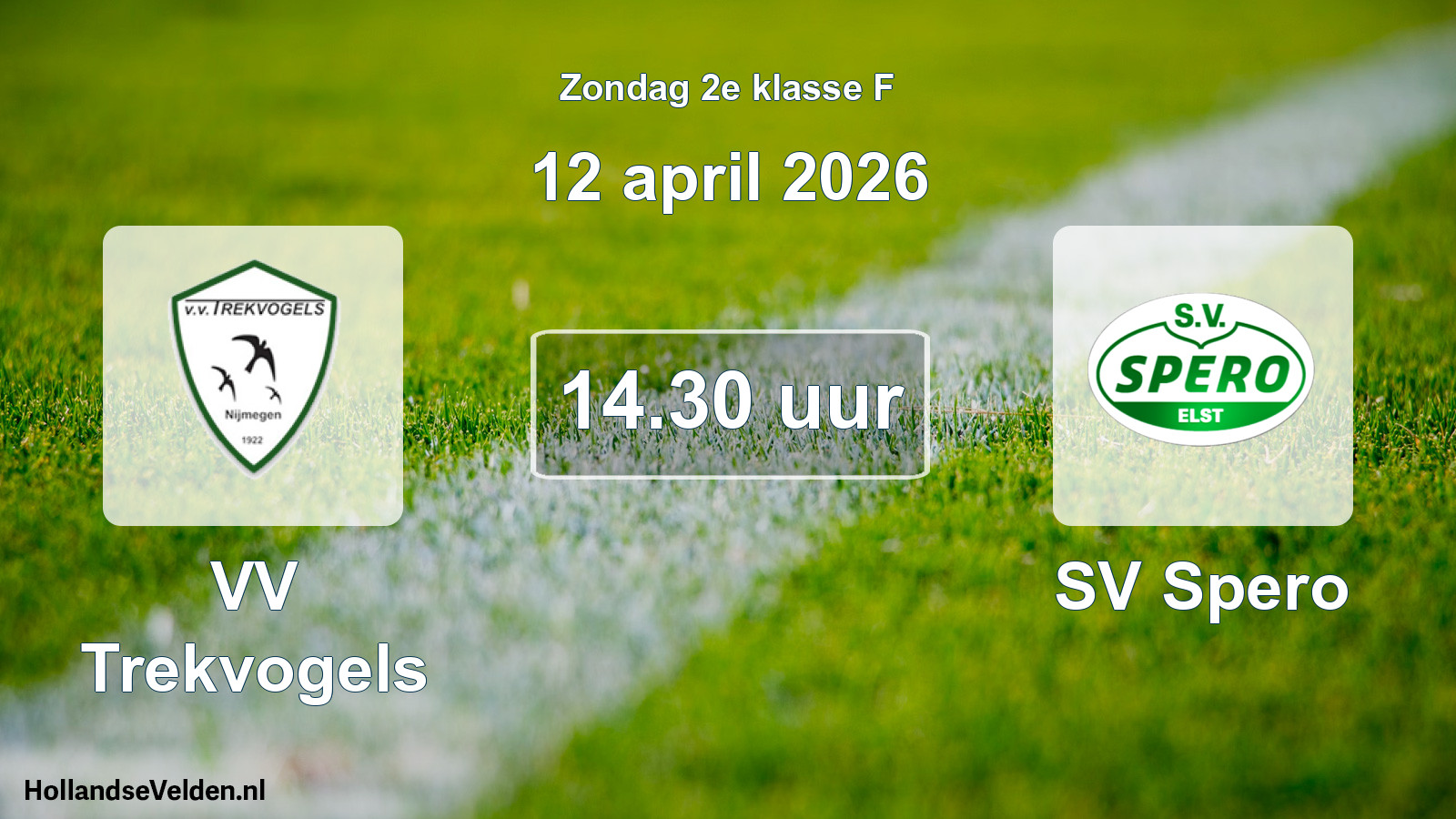 Geplande wedstrijd: VV Trekvogels - SV Spero (12 april 2026)