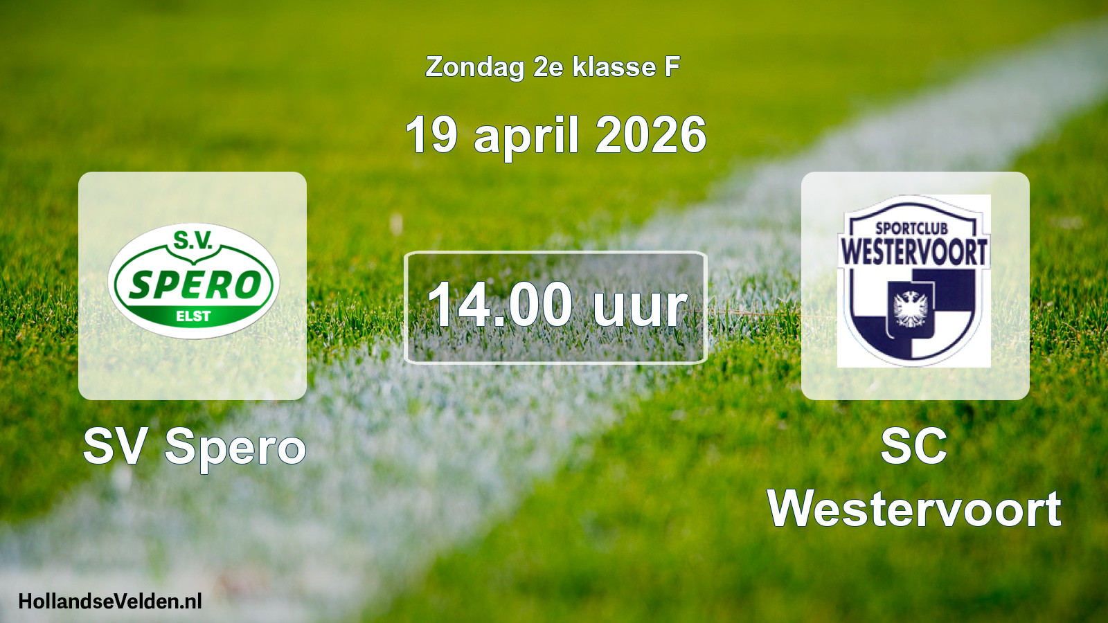 Geplande wedstrijd: SV Spero - SC Westervoort (19 april 2026)