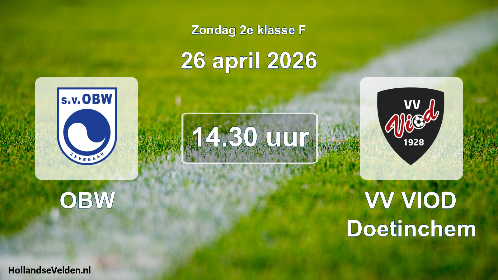 Geplande wedstrijd: OBW - VV VIOD Doetinchem (26 april 2026)