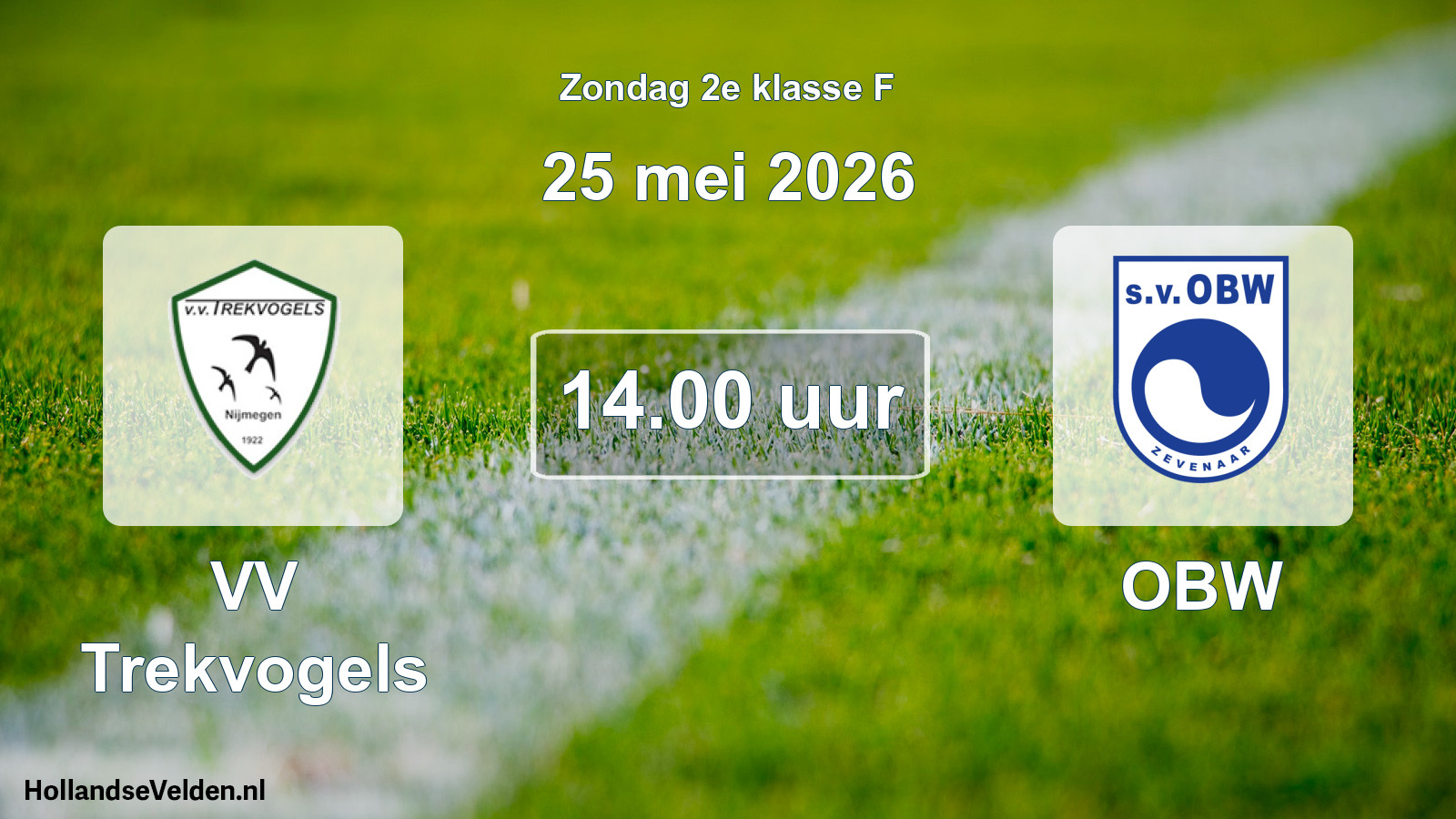 Geplande wedstrijd: VV Trekvogels - OBW (25 mei 2026)