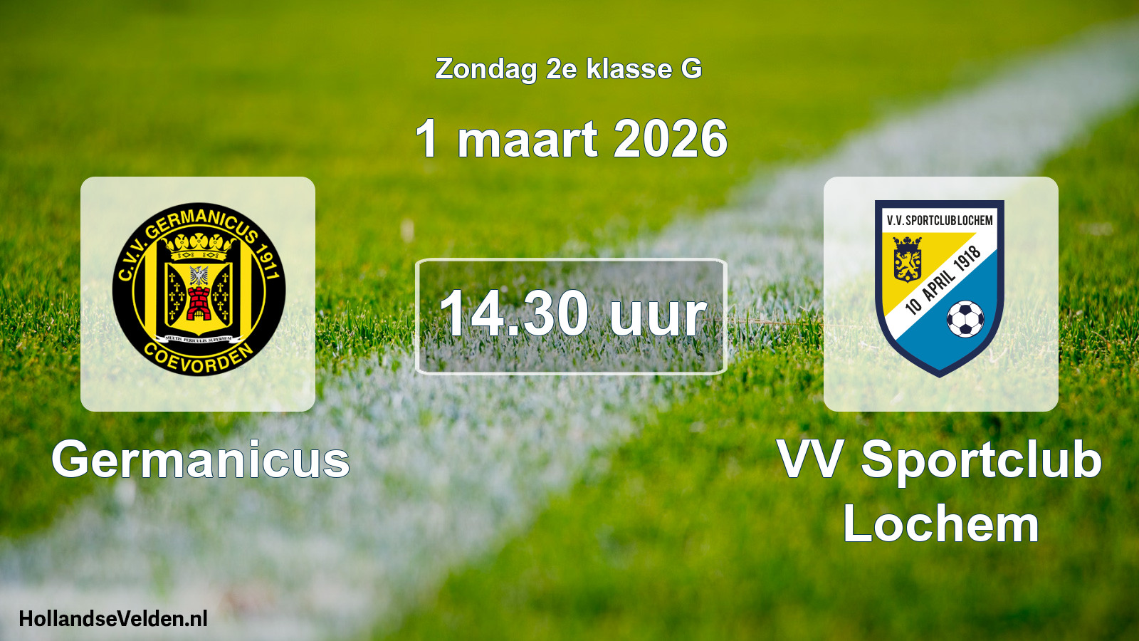 Geplande wedstrijd: Germanicus - VV Sportclub Lochem (1 maart 2026)