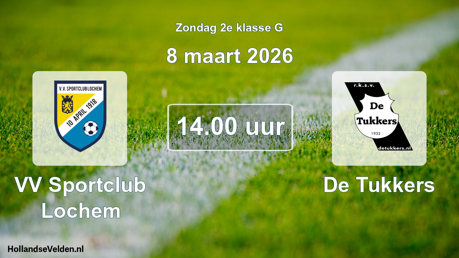 Geplande wedstrijd: VV Sportclub Lochem - De Tukkers (8 maart 2026)