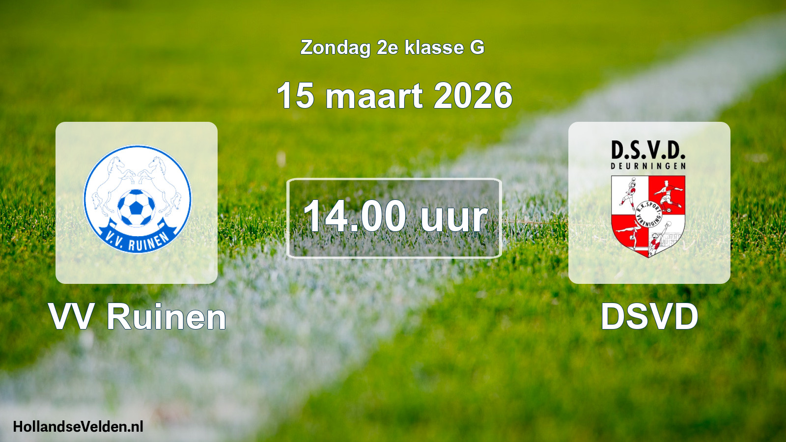 Geplande wedstrijd: VV Ruinen - DSVD (15 maart 2026)