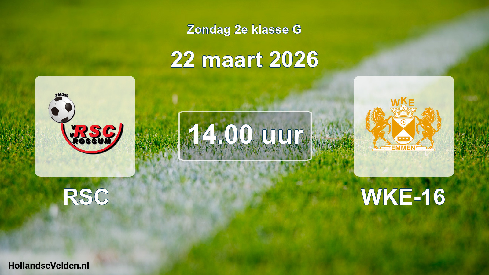 Geplande wedstrijd: RSC - WKE-16 (22 maart 2026)
