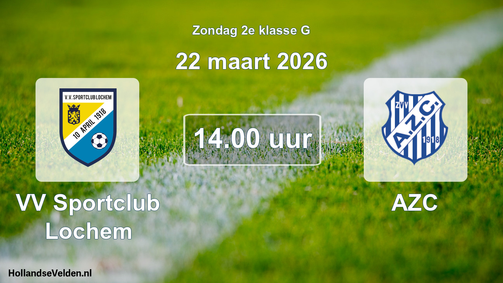 Geplande wedstrijd: VV Sportclub Lochem - AZC (22 maart 2026)
