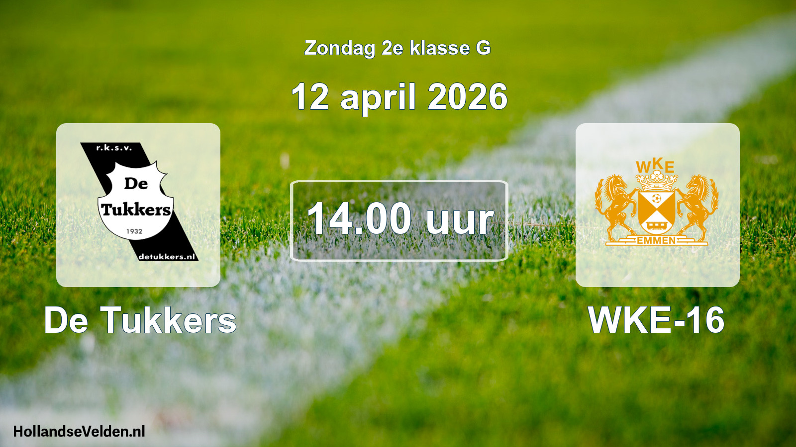 Geplande wedstrijd: De Tukkers - WKE-16 (12 april 2026)